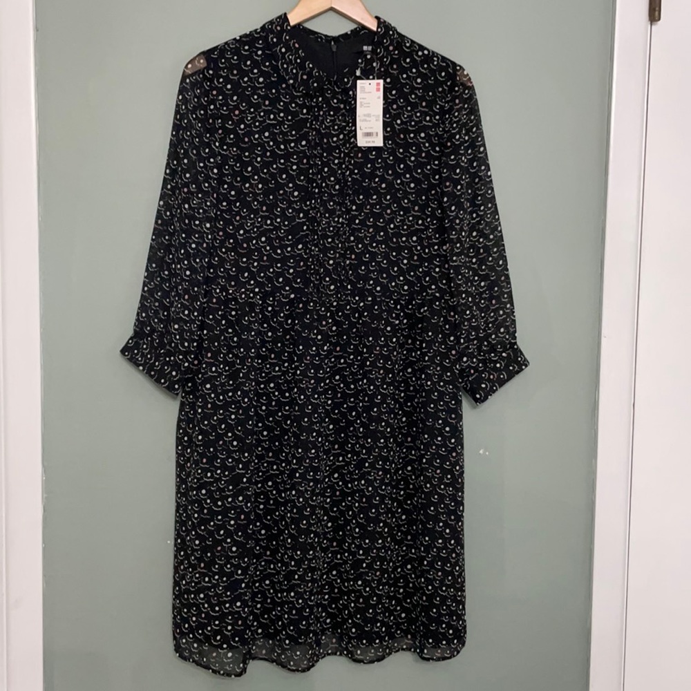 Womens chiffon printed 3/4 sleeve dress